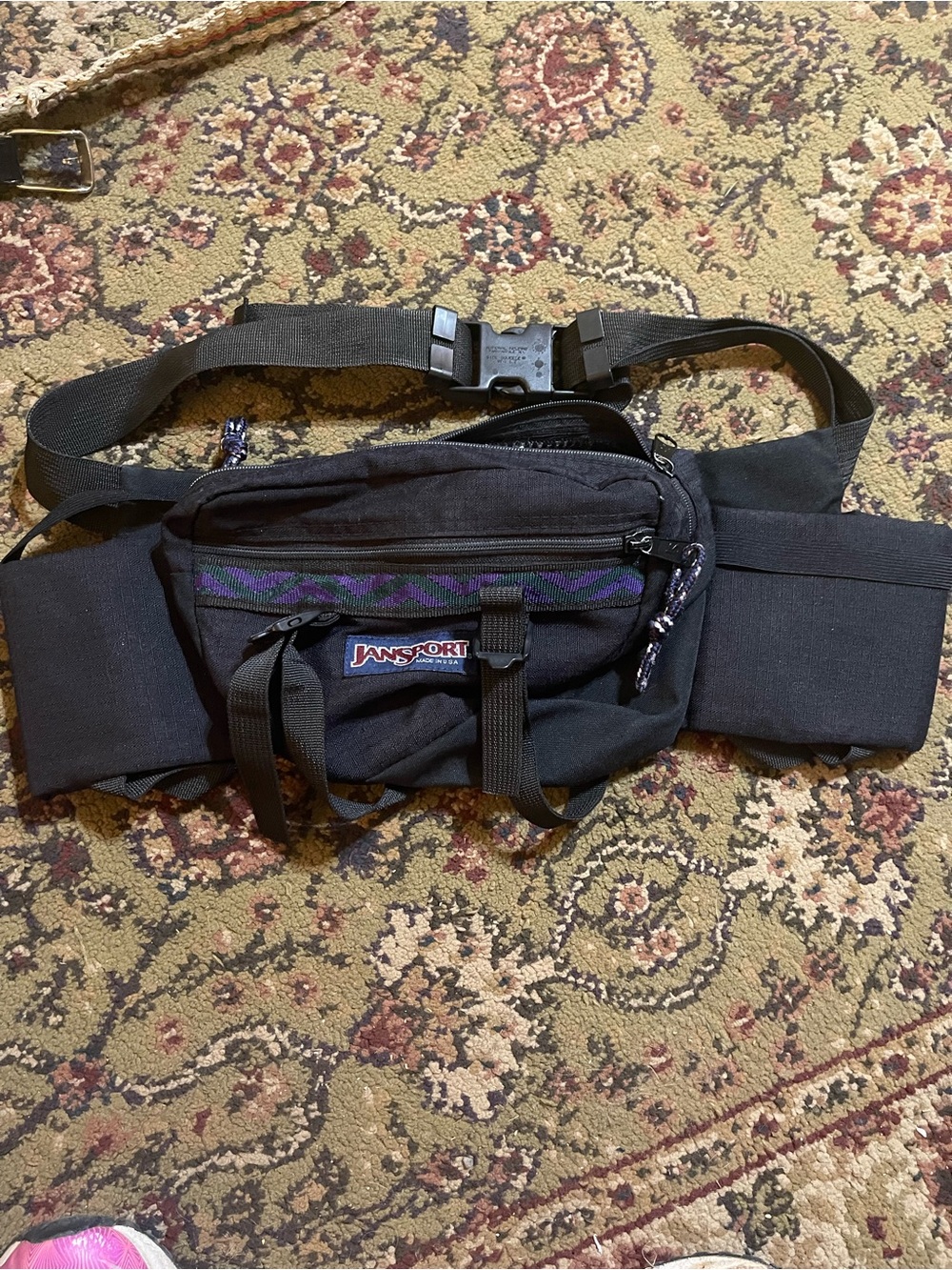 Vintage Jansport Fanny Pack Waist Bag Hiking Hydration Bottle Holders